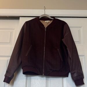 Easel Wool Burgundy Bomber Jacket